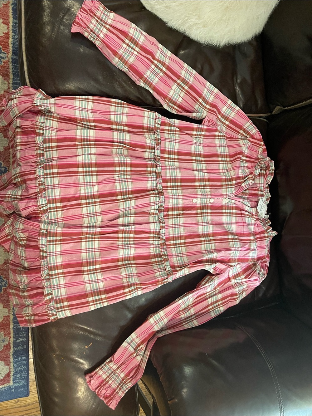 J. Crew Pink Plaid Ruffle-Tiered Midi Dress